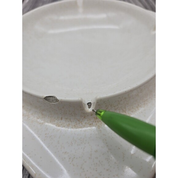 Vintage MCM Hyalyn Pottery Ashtray No. 45 Made In USA 8.2 MCM Cream Spotted - Picture 4 of 10